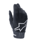 Alpinestars Women's Stella A-Dura Gloves, Black MTB Gloves, prominent white star logo on the back, ribbed textile texture, snug fit with neoprene cuff for mountain biking