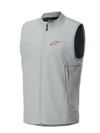 Alpinestars A-Dura Thermal Vest, Titanium Gray, magenta Alpinestars star logo on the chest, full-zip front with vertical side pockets, lightweight insulated gilet for mountain biking and trail riding