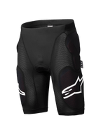 Alpinestars A-Impact Plasma Protection Shorts, Mountain Bike Protection Shorts, Black, integrated hip and thigh impact padding, textured ribbed panels, white logo accents, form-fitting breathable stretch material