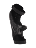 Alpinestars Bionic Plus Knee/Shin Protectors, Black, interior view showing 3D mesh padding and dual strap system, ergonomic asymmetrical construction for motocross and mountain bike protection