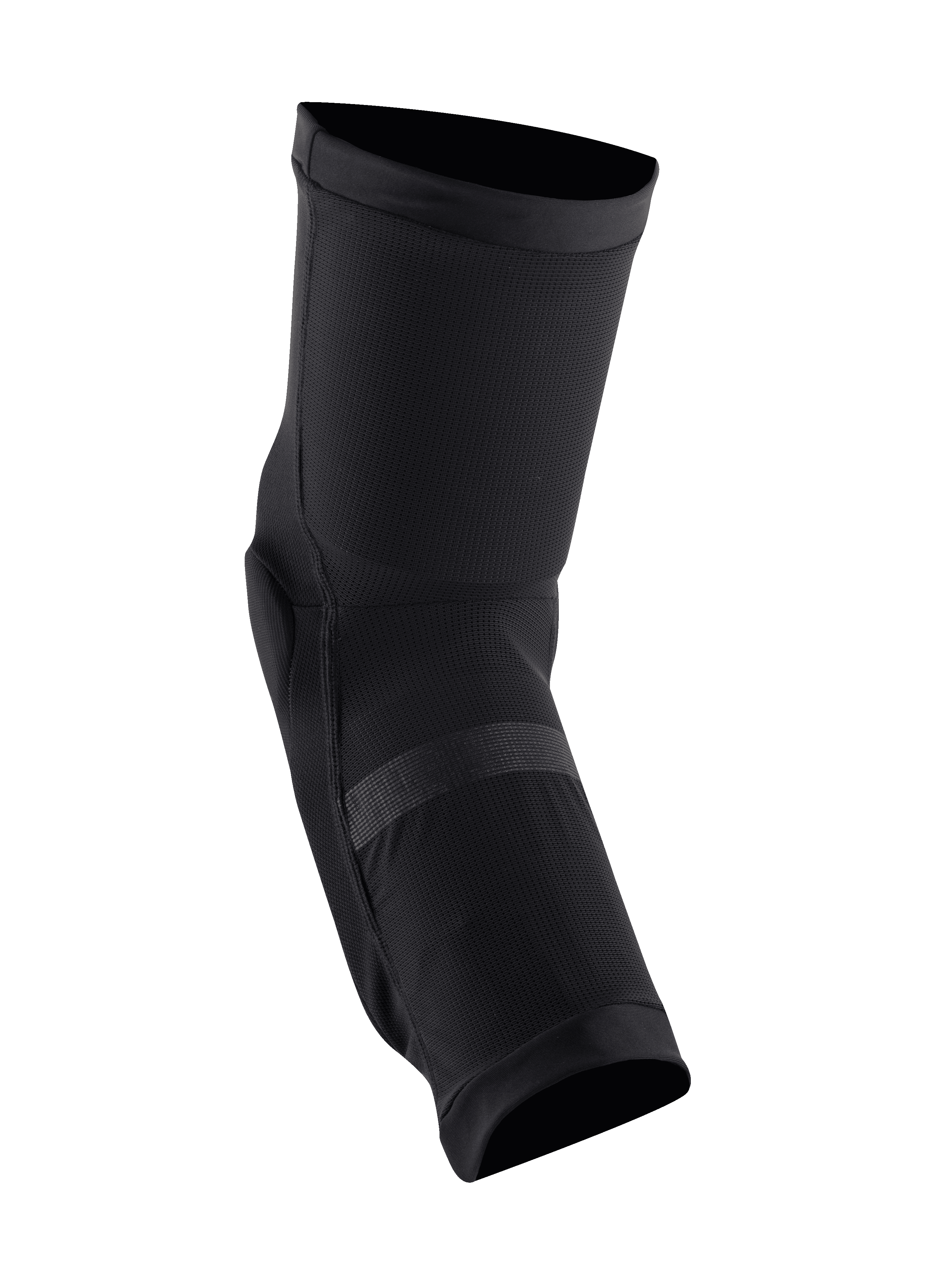 Alpinestars Paragon Plus Knee Protectors, Black, slip-on mountain bike knee guards featuring breathable stretch mesh, ergonomic pre-shaped design for flexible off-road protection.