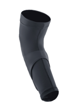 Alpinestars A-Motion Plasma Pro Elbow Protector, Black, slip-on MTB elbow guard with breathable stretch mesh, central compression band, and pre-curved ergonomic design for cycling
