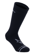 Alpinestars A-Dura Waterproof Socks, Black, Mid-calf Cycling Socks, Ribbed Texture on cuff, White A-star Logo on foot, Waterproof lettering on toe, Technical MTB Base Layer