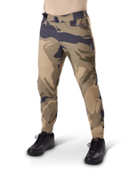Alpinestars A-Dura Camo Pant, MTB Cycling Pants, Brown Camo, features double snap closure and zippered pockets, regular fit for off-road mountain biking, worn with black shoes