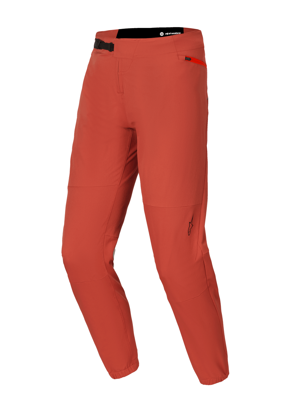 Alpinestars A-Dura Elite Pants, MTB Mountain Biking Pants, Dark Orange, featuring 4-way stretch Cordura fabric, front ratchet waist closure, zippered side pocket, and elasticated ankle cuffs