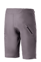 Alpinestars Drop Algorithm Shorts, Mountain Bike Shorts, Sparrow Gray, rear view highlighting the bonded zippered leg pocket and durable stretch fabric construction for off-road MTB riding