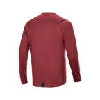 Alpinestars A-Dura Thermal Jersey, Long Sleeve Cycling Jersey, Burgundy, back view showing extended drop tail for coverage, textured insulated thermal fabric, minimalist branding at the hem
