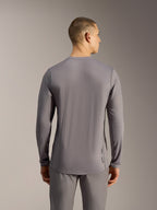A-Dura Ride Long Sleeve Jersey in Gray, performance MTB jersey with jacquard stretch fabric and a dropped tail.