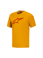 Orange A-Dura Ride Short Sleeve Jersey with red Astars chest logo, high-performance MTB apparel by Alpinestars.