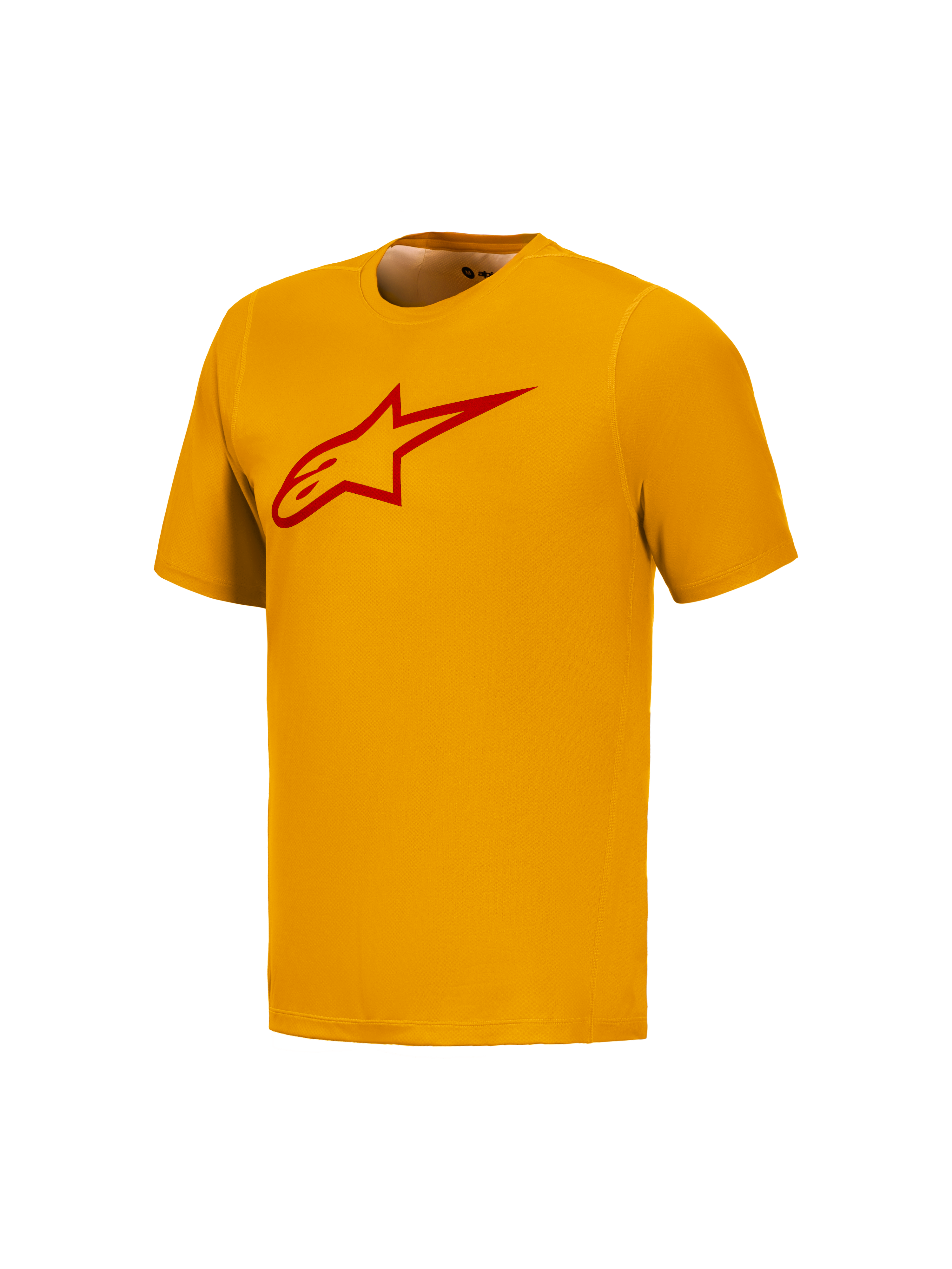 Orange A-Dura Ride Short Sleeve Jersey with red Astars chest logo, high-performance MTB apparel by Alpinestars.