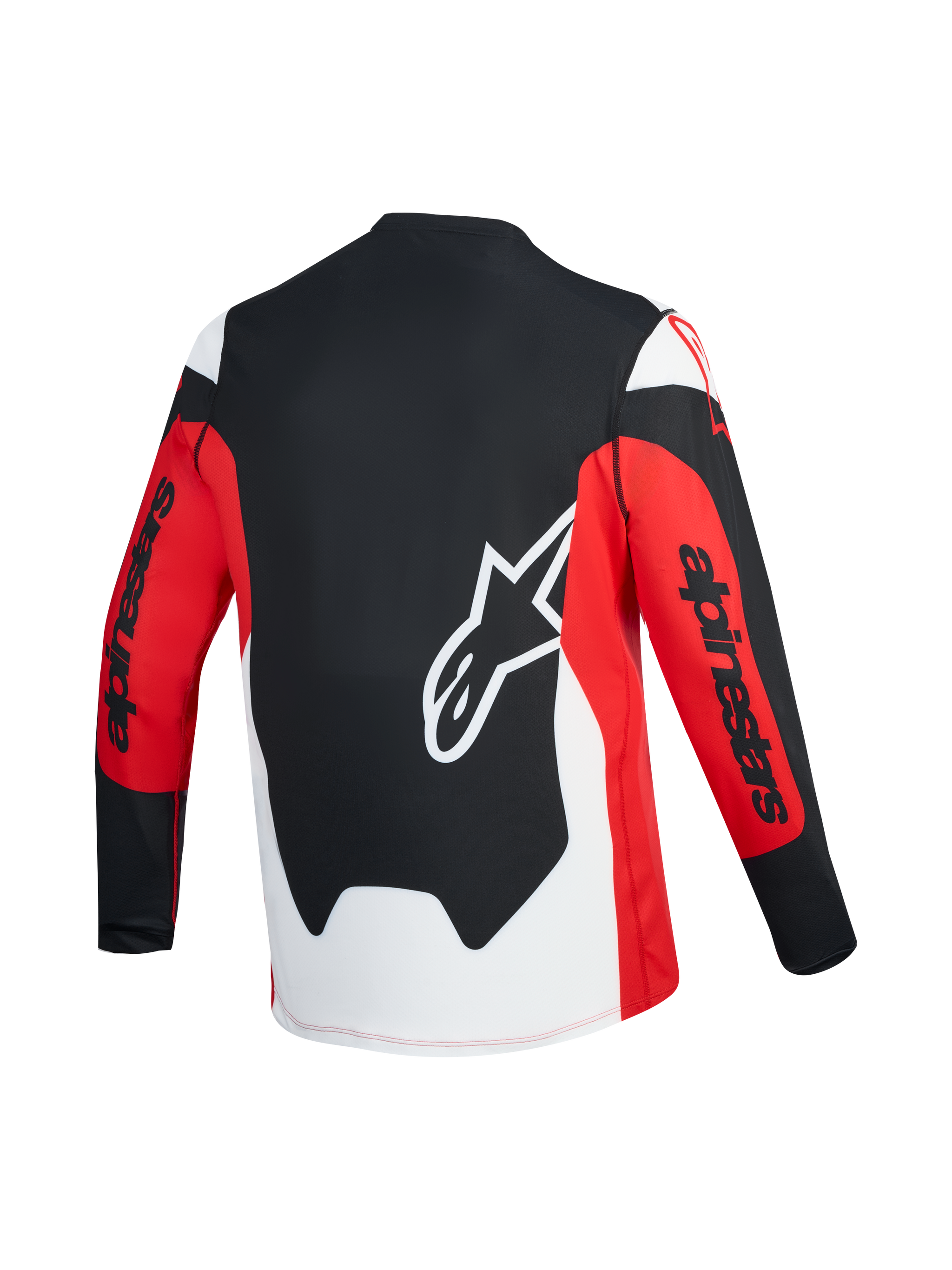A-Dura Race Long Sleeve Jersey, red and black back view featuring white Astars logo and Alpinestars sleeve branding.
