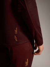 A-Dura Elite Long Sleeve Jersey in Bordeaux, featuring yellow Alpinestars branding, technical trail-ready performance gear.