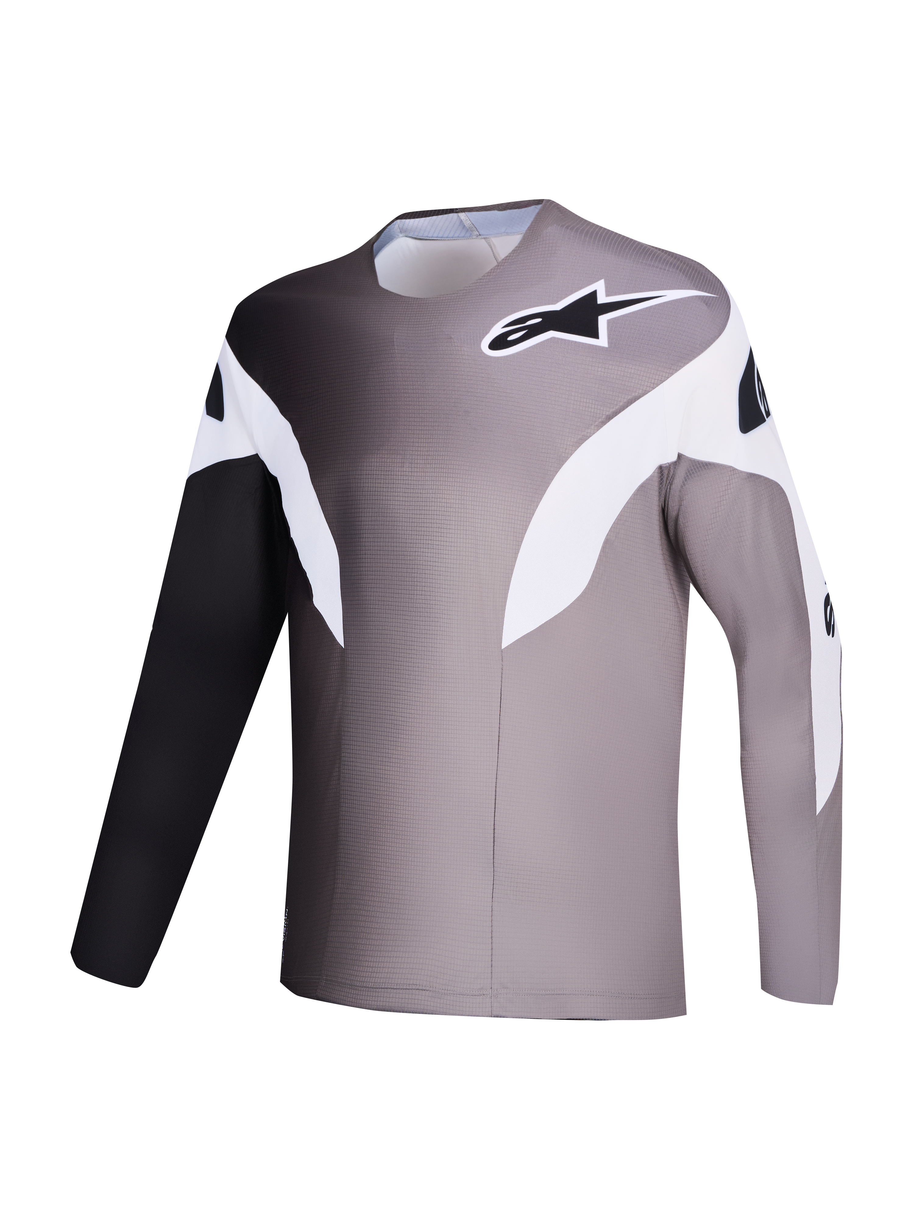 Alpinestars A-Supra Elite Jersey, Faded Gray MTB top with gradient design and micro-perforated recycled fabric.