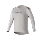 Alpinestars A-Aria Polartec Switch Jersey - Long Sleeve, Light Gray mountain bike jersey with black chest branding, red and black shoulder accents, and laser-perforated sleeves for ventilation