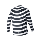 Alpinestars A-Aria Oscar Long Sleeve Jersey, Black and White, Rear view featuring the heritage spiral graphic, long-sleeve cycling jersey with a performance fit and drop tail for MTB trail riding