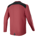 Alpinestars A-Dura Dri Astar Long Sleeve Jersey, Burgundy, Mountain Bike Jersey, back view with black mesh ventilation panel on shoulders, long sleeves, performance technical fabric for off-road cycling