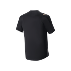Alpinestars A-Aria Polartec Switch Jersey, Short Sleeve MTB Jersey, Black, back view showing performance fit and longer drop tail, technical moisture-wicking fabric for trail riding