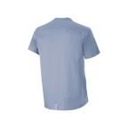 Alpinestars A-Dura Dri Astar Short Sleeve Jersey, Infinity Blue, back view featuring mesh ventilation panels on the upper back and shoulders, longer drop tail hem, technical MTB cycling gear