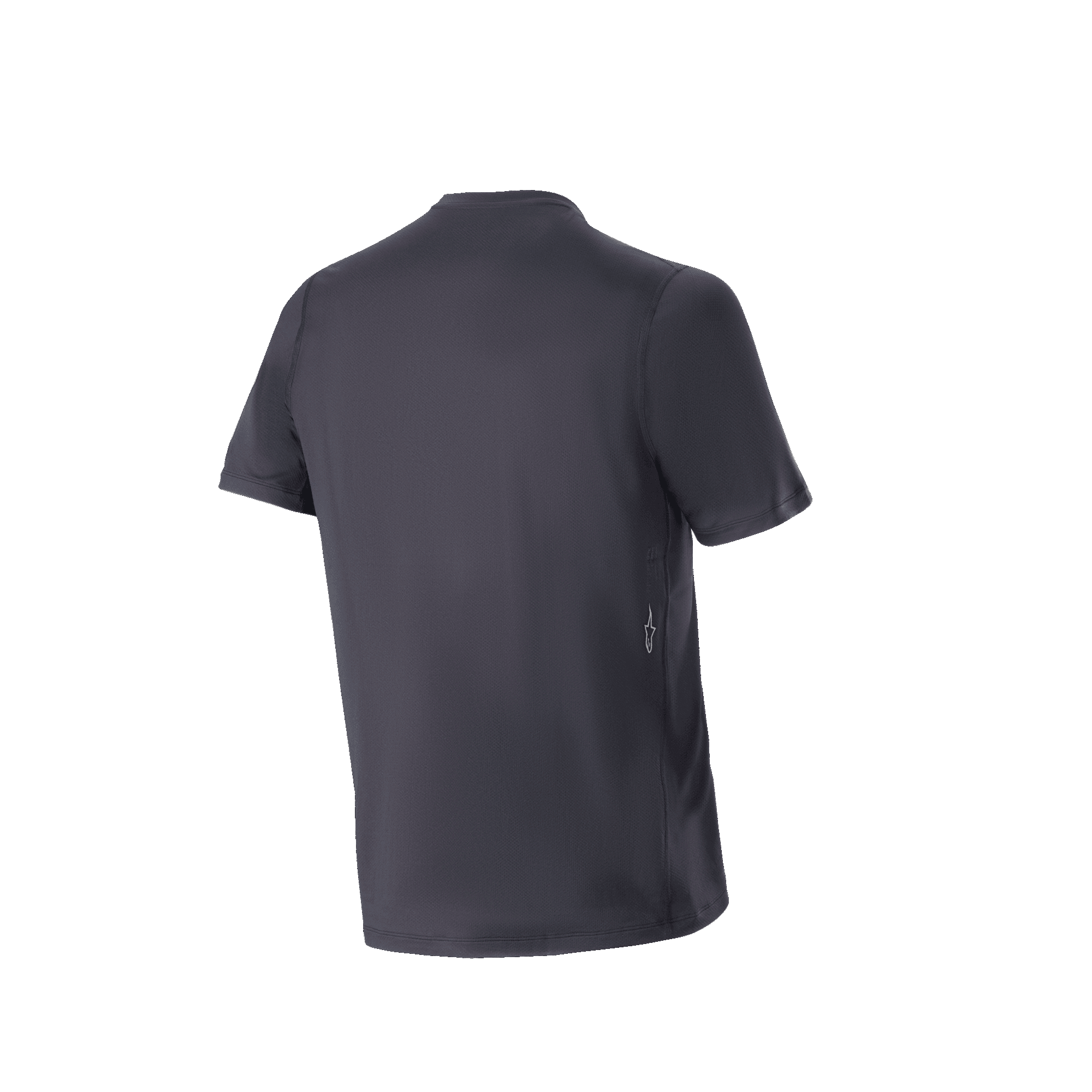 Alpinestars A-Dura Switch Short Sleeve Jersey, Black men's MTB trail jersey with a drop tail hem, back view.