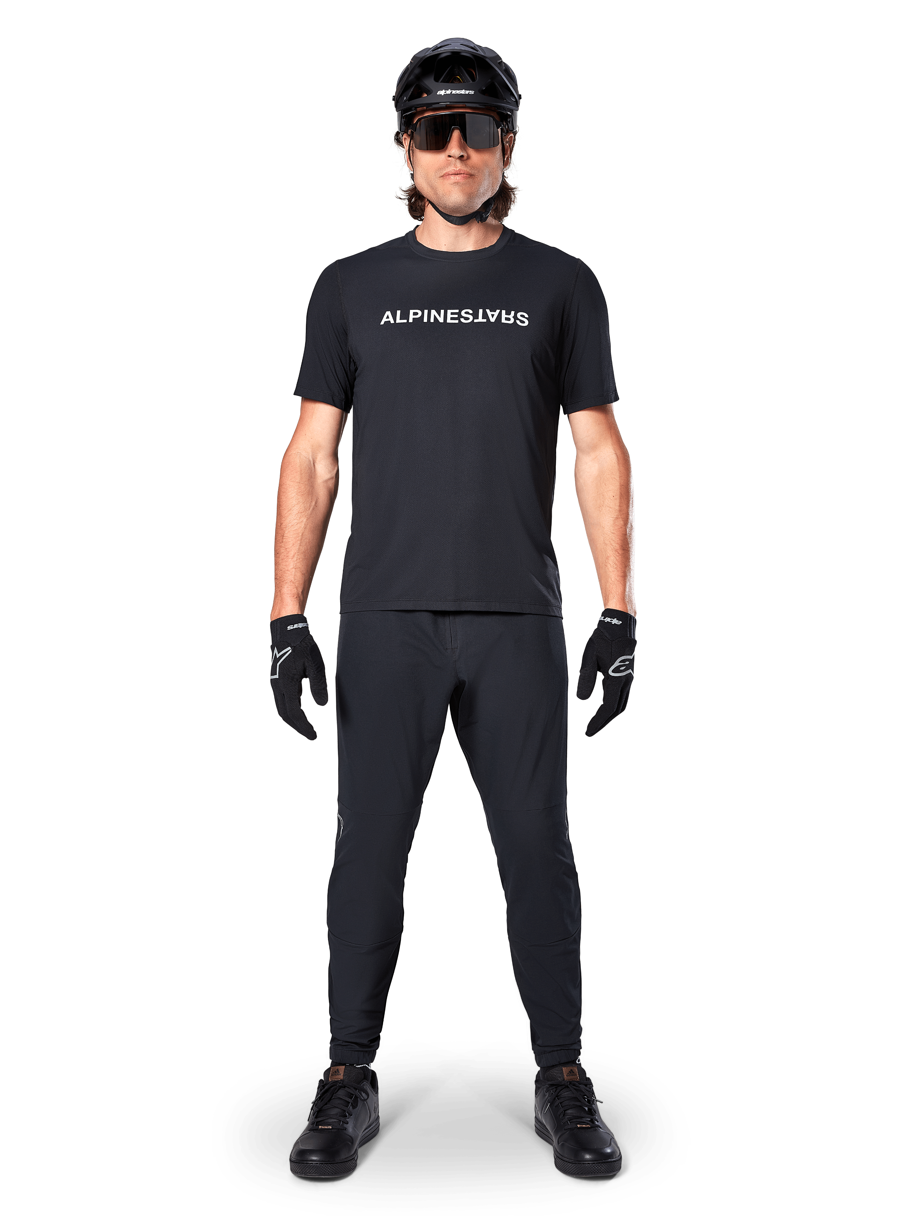 Alpinestars A-Dura Switch Short Sleeve Jersey in Black, Men's MTB shirt for off-road trail performance.