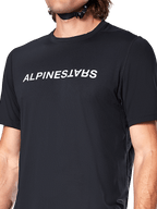 Alpinestars A-Dura Switch Short Sleeve Jersey, Men's MTB shirt in Black with white chest logo and jacquard fabric.