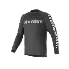 Alpinestars A-Dura Dri Oscar Long Sleeve Jersey, Cycling Jersey, Black Reflective, featuring a large silver reflective wordmark on the chest and graphic patterns on the sleeves, technical mountain bike performance apparel