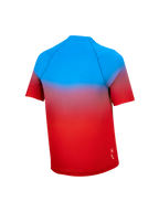 Youth A-Dura Astars Jersey 2.0, short sleeve MTB jersey, bright red and blue gradient, performance gear seen from the back.
