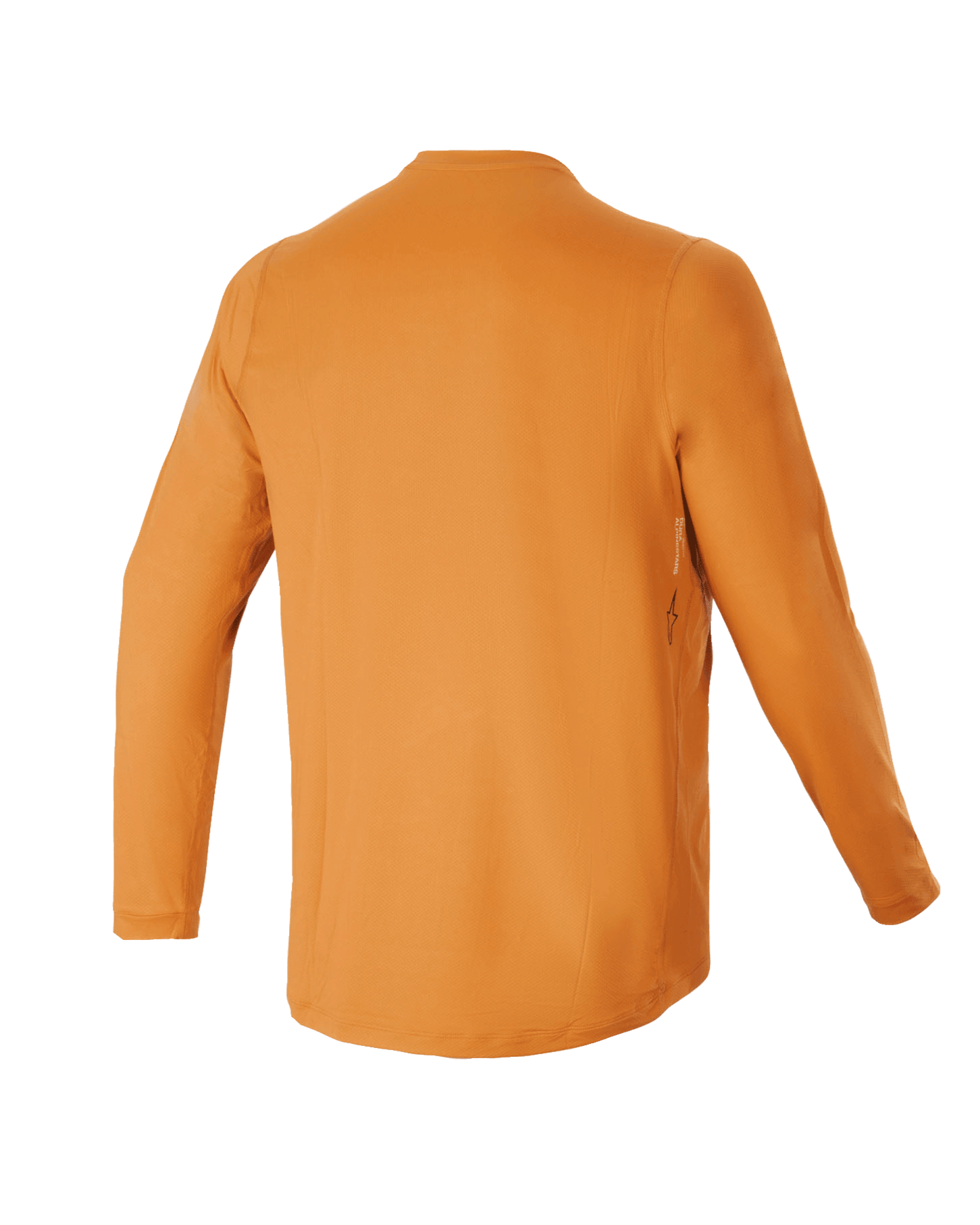 Alpinestars Youth A-Dura Rocker Long Sleeve Jersey, Dark Gold, back view showing the dropped tail hem, technical moisture-wicking fabric for youth mountain biking