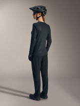 Stella A-Dura Ride Long Sleeve Jersey in black, lightweight women's MTB top with a drop tail for mountain bike performance.