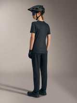 Women's Stella A-Dura Ride Jersey in black, short sleeve jacquard MTB top for performance riding, shown from the back.