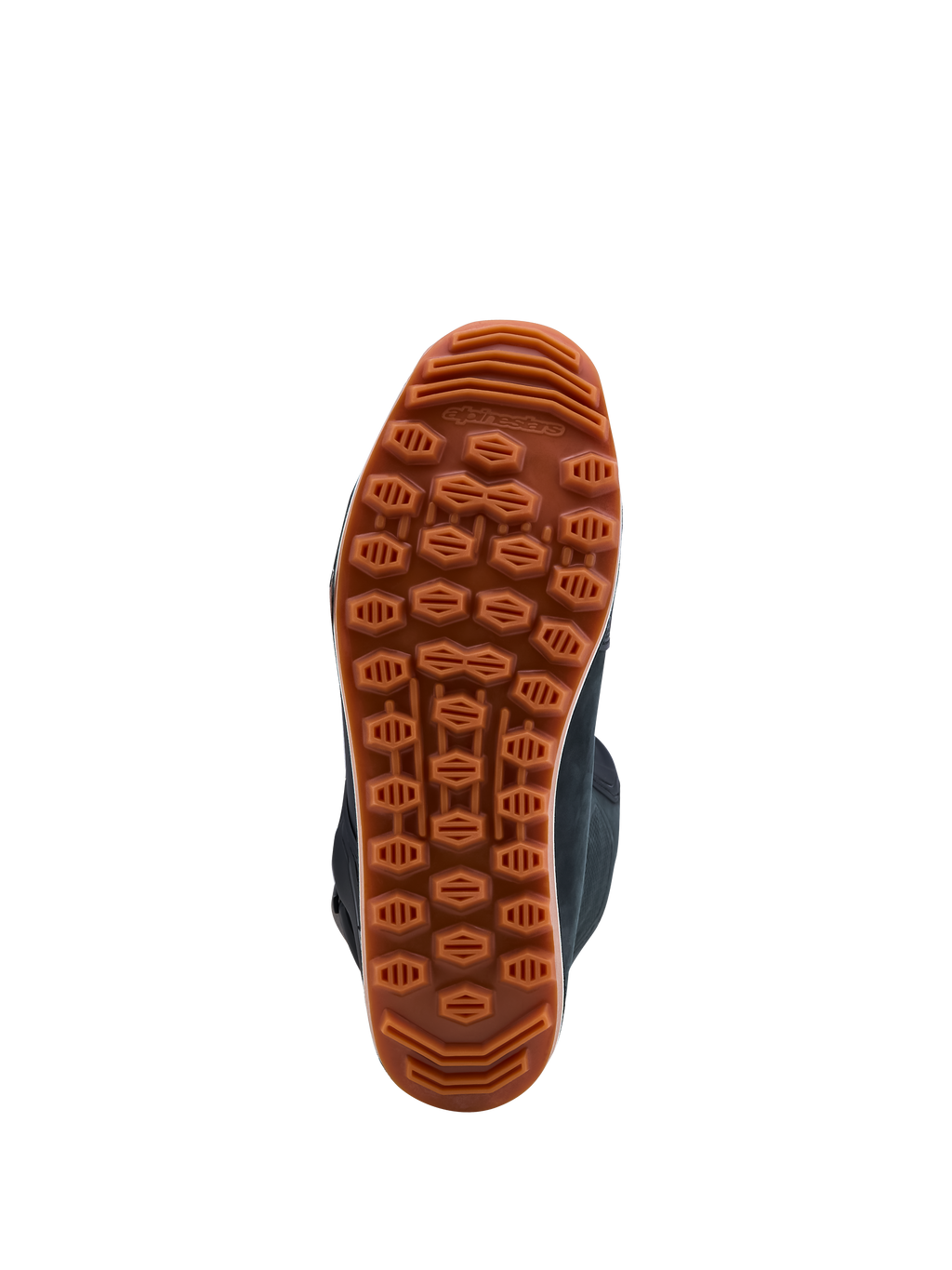Alpinestars Tech-T Boots, high-grip gum rubber outsole for trials riding, providing traction on rough terrain.