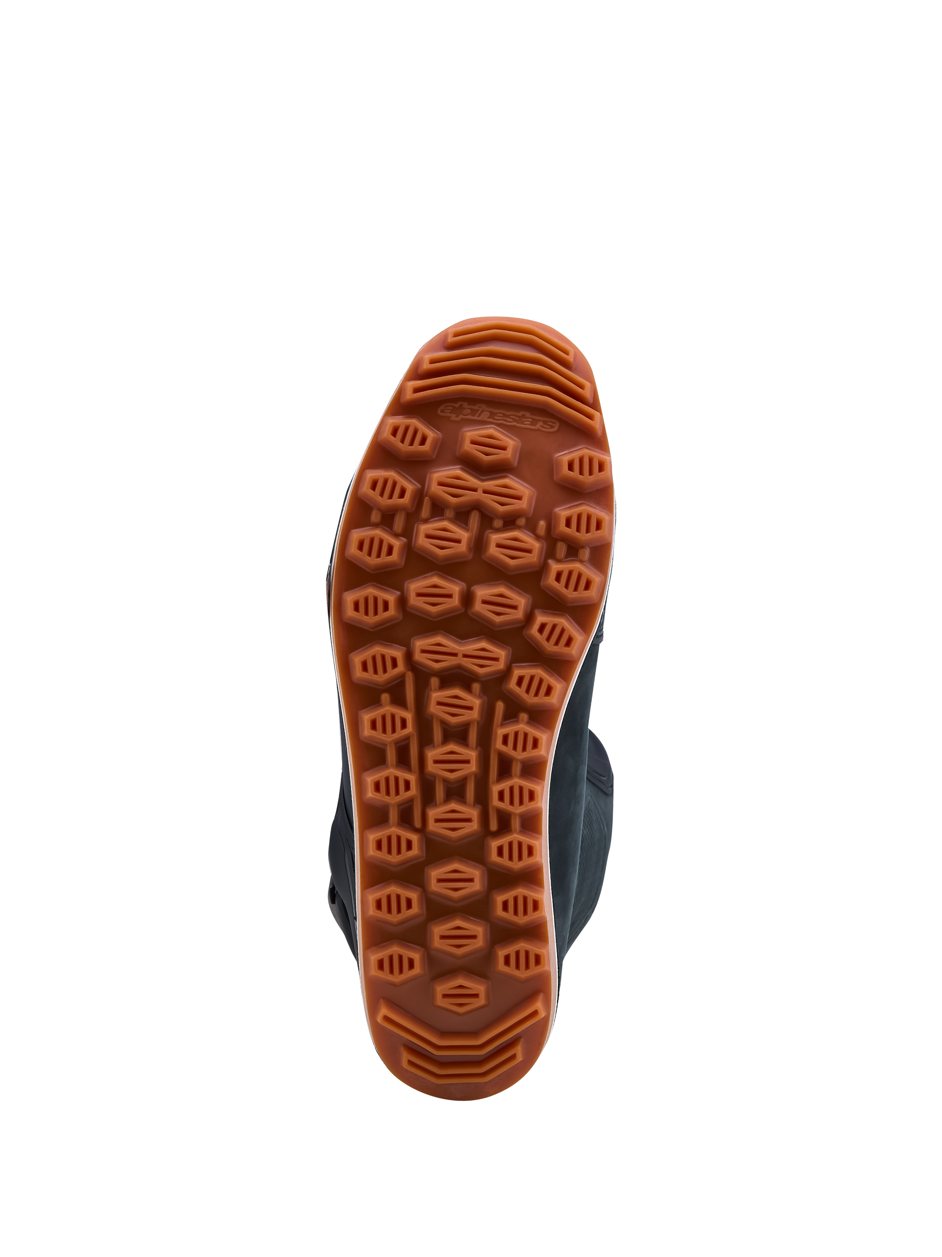Alpinestars Tech-T Boots, high-grip gum rubber outsole for trials riding, providing traction on rough terrain.