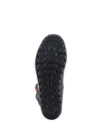 Alpinestars Tech-T Boots, sole view, black rubber outsole with textured hexagonal grip pattern, engineered for trials riding sensitivity and footpeg control.