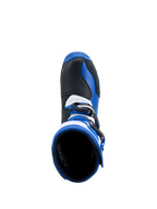 Alpinestars Tech-T Trials Boots in Blue and Black, top-down view showing the entry aperture and leather construction.