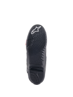 Alpinestars Tech 10 Boots, Motocross Boots, Black, underside view of the sole featuring a textured grip pattern, white star logo at the toe, and a replaceable central sole insert for off-road performance.