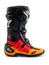 ```json
{
  "alt_text": "Alpinestars Tech 10 Motocross Boots, Black Burst colorway, professional off-road racing boots with microfiber chassis and dual-pivot system"
}
```