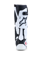 Alpinestars Tech-10 Motocross Boots in White and Black, featuring rear blade hyperextension control.