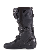 Alpinestars Tech 10 Enduro Boots, All Black, side profile view of high-performance motocross boot, featuring durable TPU protective panels, triple buckle closure system, and advanced flex control for off-road racing