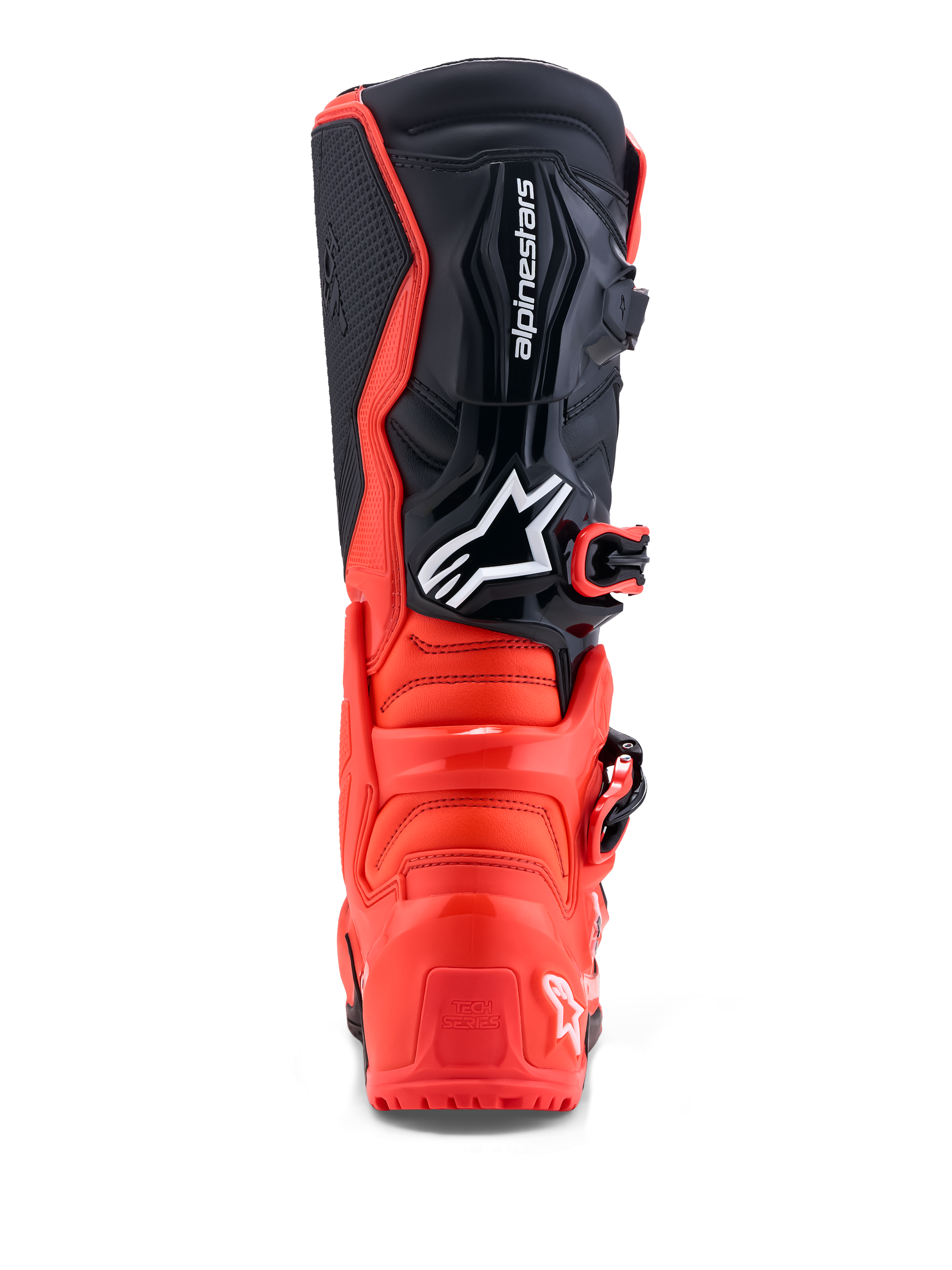 Alpinestars Tech 7 Enduro Boots in Red and Black, featuring protective TPU reinforcement for off-road riding performance.