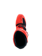 Alpinestars Tech 7 Enduro Boots in red and black, featuring a top-down view of the durable TPU chassis and inner lining.