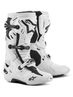 Alpinestars Tech 10 Supervented Boots, Motocross Boots, White, featuring front air inlet ports, ventilated shin plate, and adjustable buckle system, high-performance off-road racing footwear