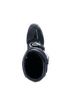 Alpinestars 2026 Tech 7 Enduro Drystar® Boots, Motocross Boots, Black, top-down view looking into the interior opening, showing the reinforced toe section and buckle closure, durable off-road protective gear
