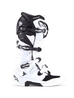Alpinestars Tech 7 Boots, Motocross Off-Road Boots, White and Black, featuring four adjustable buckles and reinforced TPU shell, side profile of professional off-road footwear