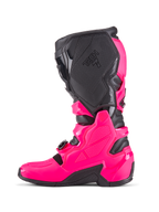 Alpinestars Tech 7 Motocross Boots, Diva Pink and Black, side profile featuring protective TPU shell, textured medial grip panels with Tech 7 branding, and rugged black sole, high-performance off-road racing footwear