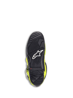 Alpinestars Tech 7 Boots, Motocross Boots, Yellow Fluo and Black, bottom view of the black rubber sole featuring a textured grip pattern, white star logo, and a red wear limit indicator for off-road durability
