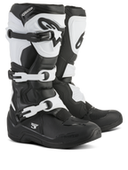 Alpinestars Tech 3 Boots, Motocross Boots, Black and White, featuring a triple buckle closure system, protective TPU shin plate and heel counter, durable microfiber and synthetic construction for off-road racing