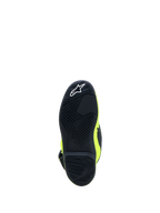 Alpinestars Youth Tech 7S Boots, Yellow Fluo and Black, featuring a high-grip rubber sole for motocross performance.