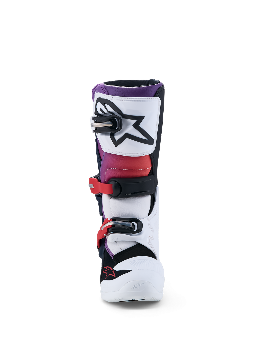 Alpinestars Youth Tech 7S Boots, Motocross Racing, Youth, White and Purple, TPU protection with a secure buckle system.