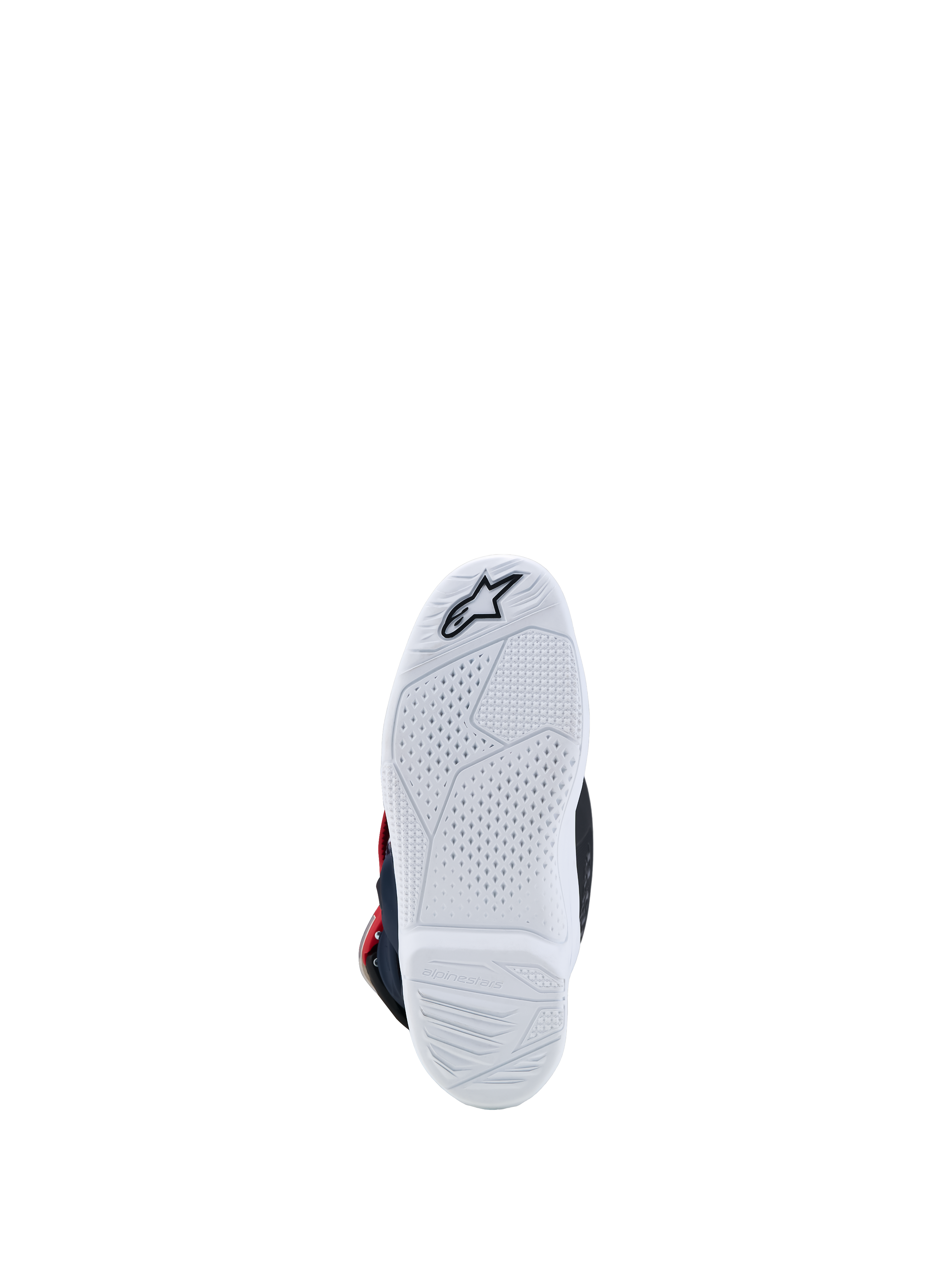 Alpinestars Youth Tech 7S Boots, white high-grip replaceable sole for junior motocross racing and control.