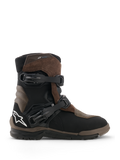 Alpinestars Belize V2 Drystar Boots, Motorcycle Adventure Touring Boots, Brown and Black, waterproof suede and leather construction, two adjustable quick-release buckles, textured vulcanized rubber off-road sole, featuring white star logo on the heel